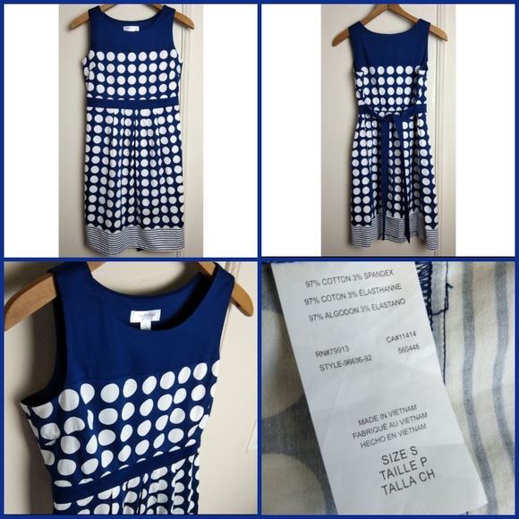 Maternity Bundle 2 Dresses Midi Length Blue Lace and Polka dot SZ Small - Picture 5 of 8